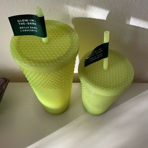 Starbucks Fall 2022 LEMONGRASS GLOW IN THE DARK BLING Tumbler Set